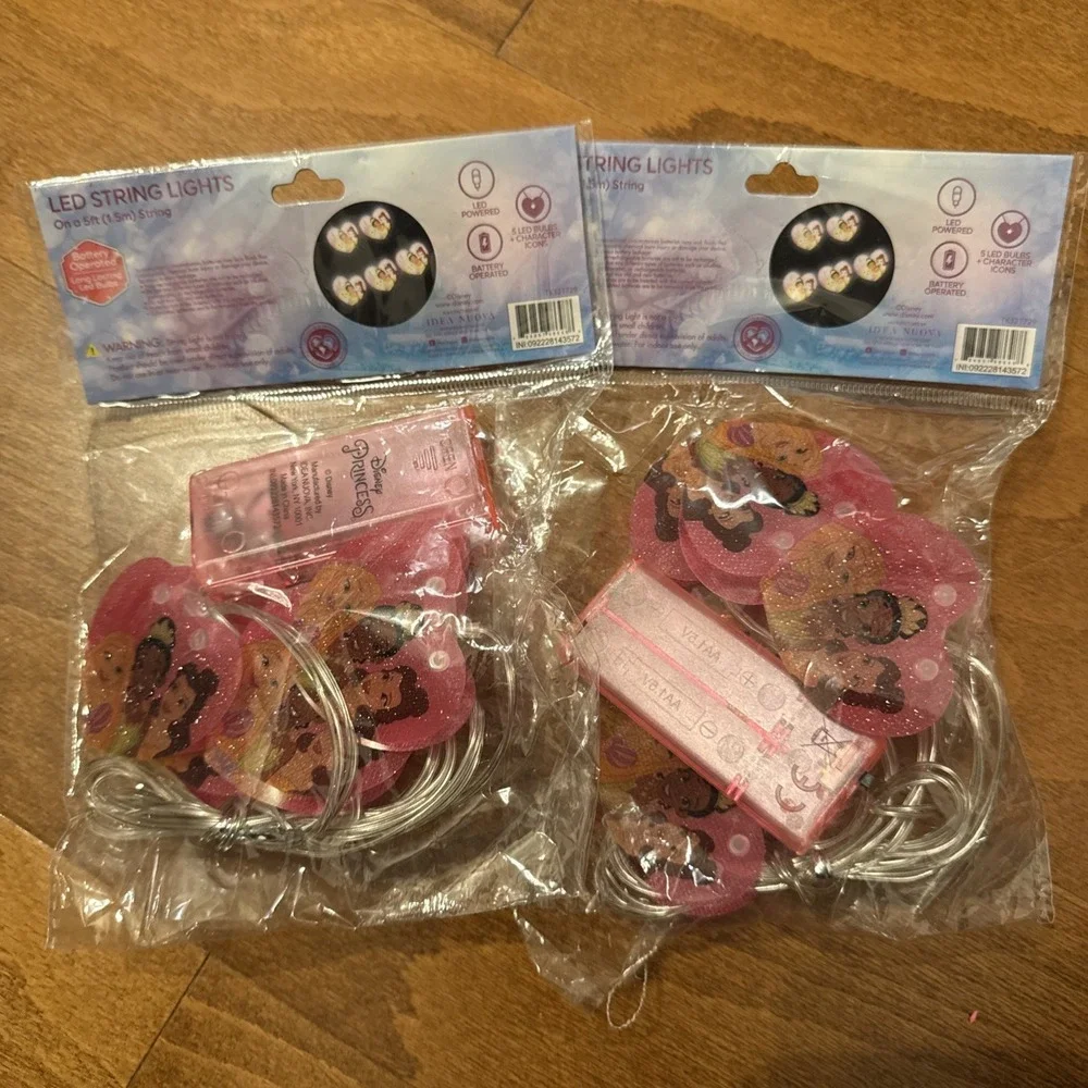NEW Walt Disney Princesses LED String Lights 5ft Battery Powered Lights Set Of 2